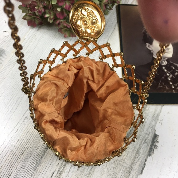 Vintage Gold Mesh Gate Top Purse Whiting & Davis - Picture 5 of 8